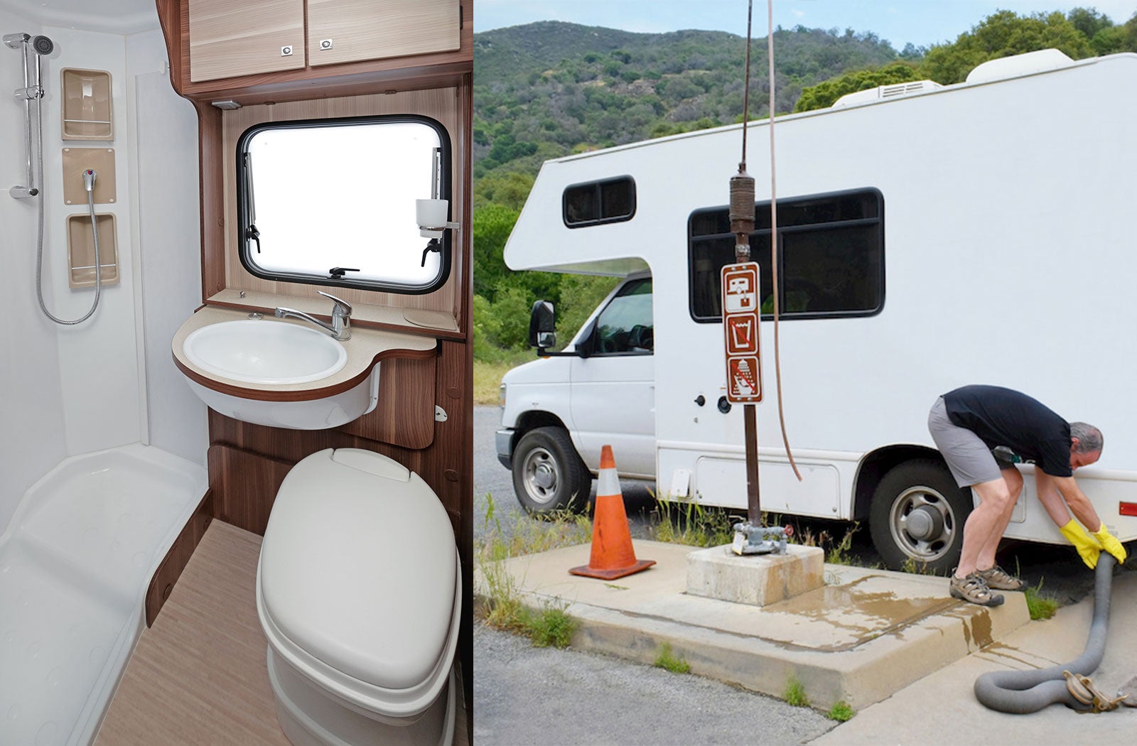 Portable RV/camper toilet and holding tank setup in Joplin, Missouri